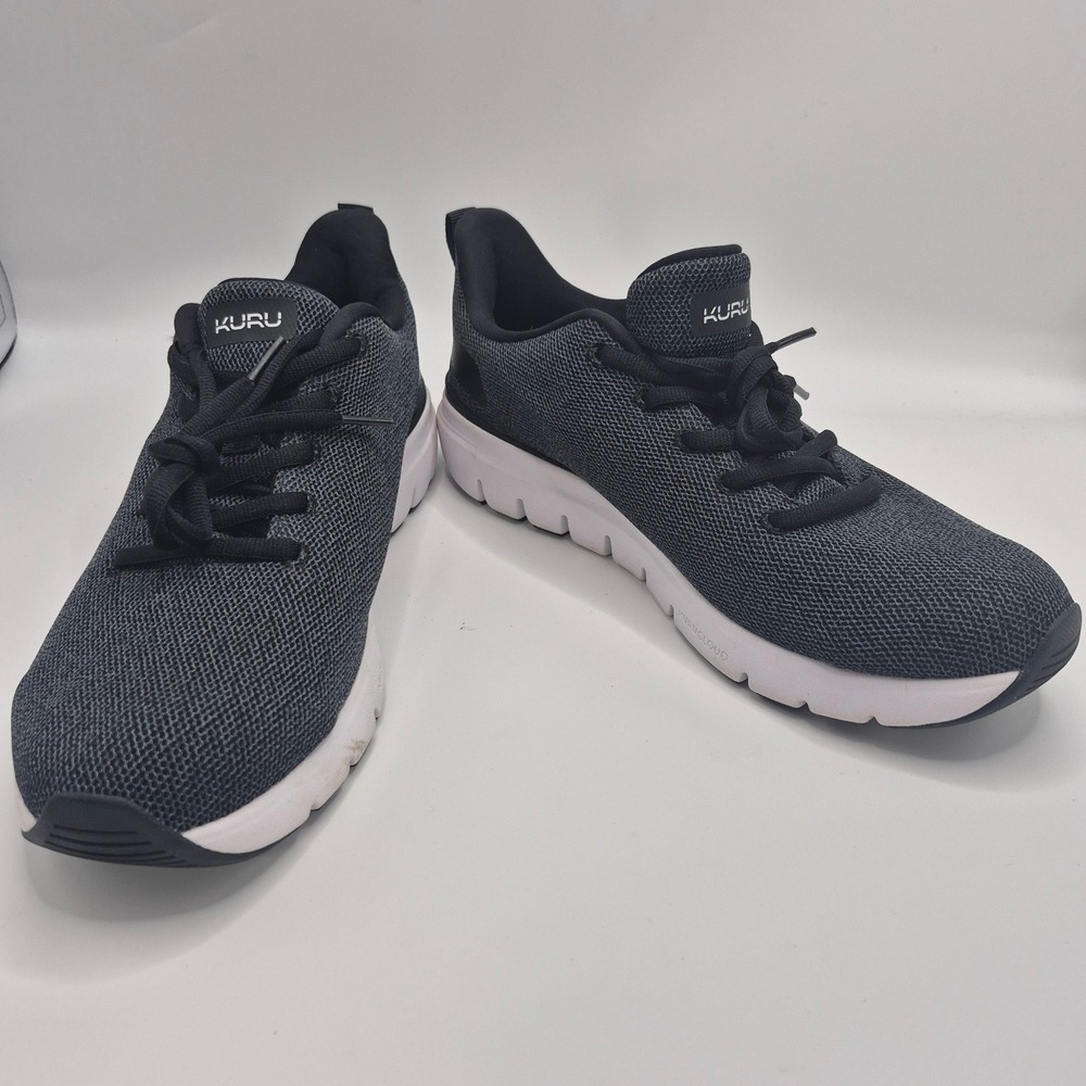 Kuru Atom Womens 9.5 Black White Mesh Athletic Walking Shoes 20990195